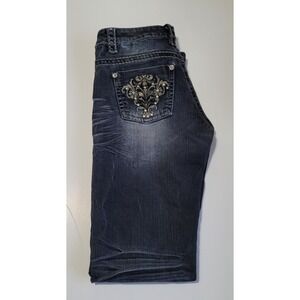 Warehouse One Premium Women's Straight Leg Jeans Size 26 Reg Rhinestone Accent D